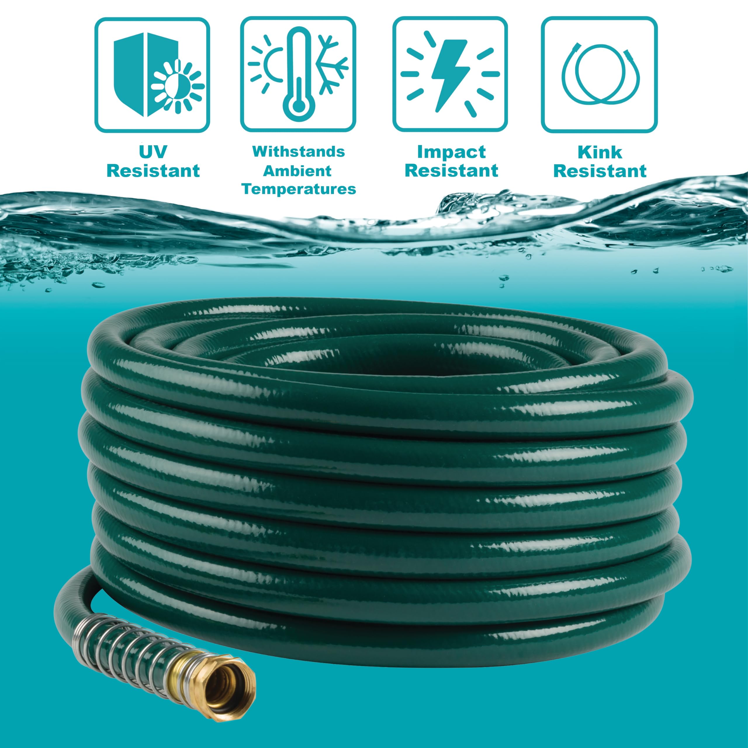 Gilmour 5/8" x 100' Heavy Duty Flexogen Water Hose, Flexible Garden Hose for Vegetable Gardens, Flower Beds, and Lawn Sprinklers, Green - Image 3