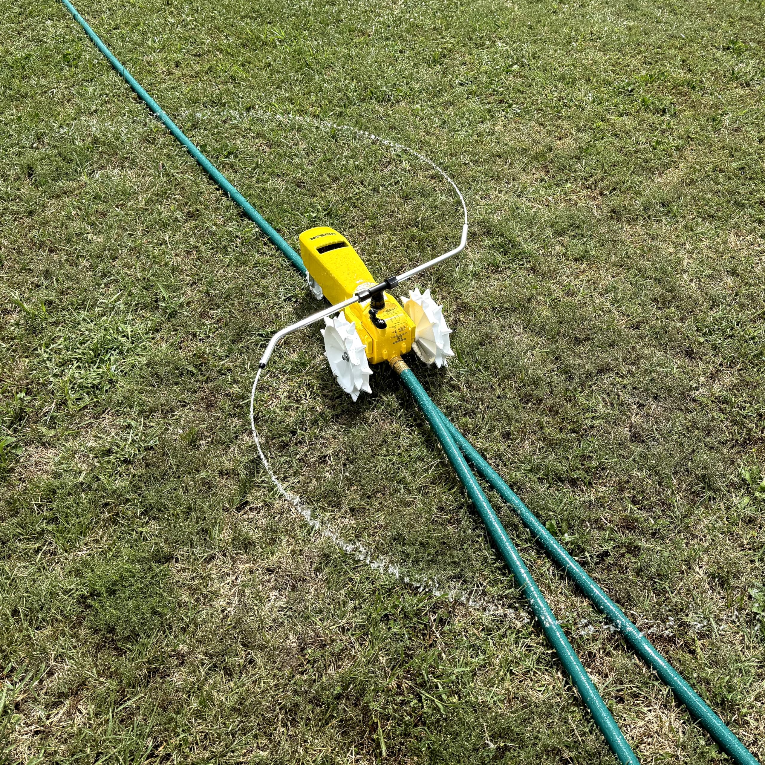 Nelson Rain Train 13,500 Square Feet Cast Iron Outdoor Lawn Traveling Water Sprinkler for Yard, and Garden, with Auto Shut Off, Yellow - Image 9