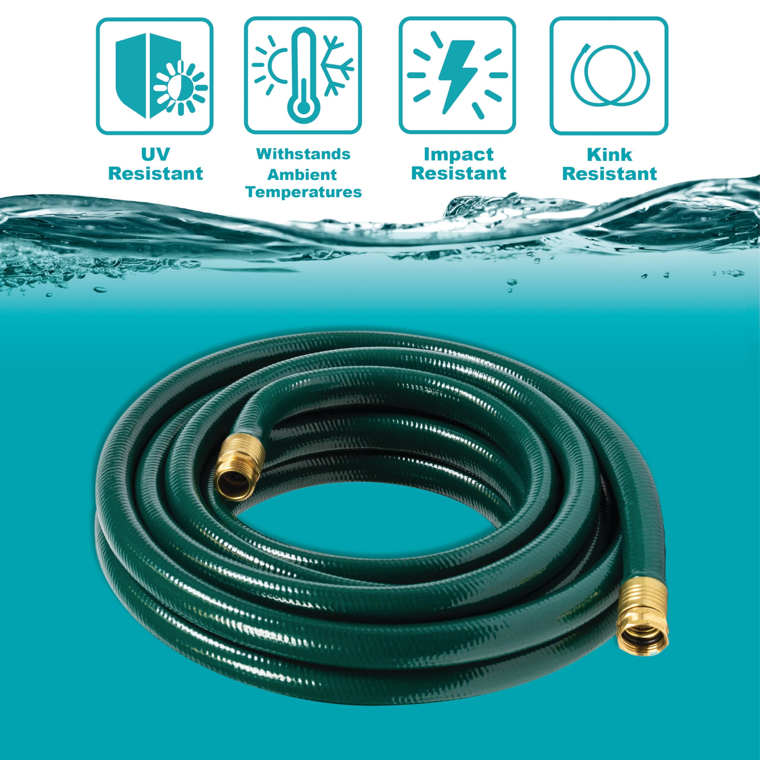 Gilmour 843251-1001 Flexogen Heavy Duty Watering Garden Hose 3/4in x 25 Feet, Green - Image 3