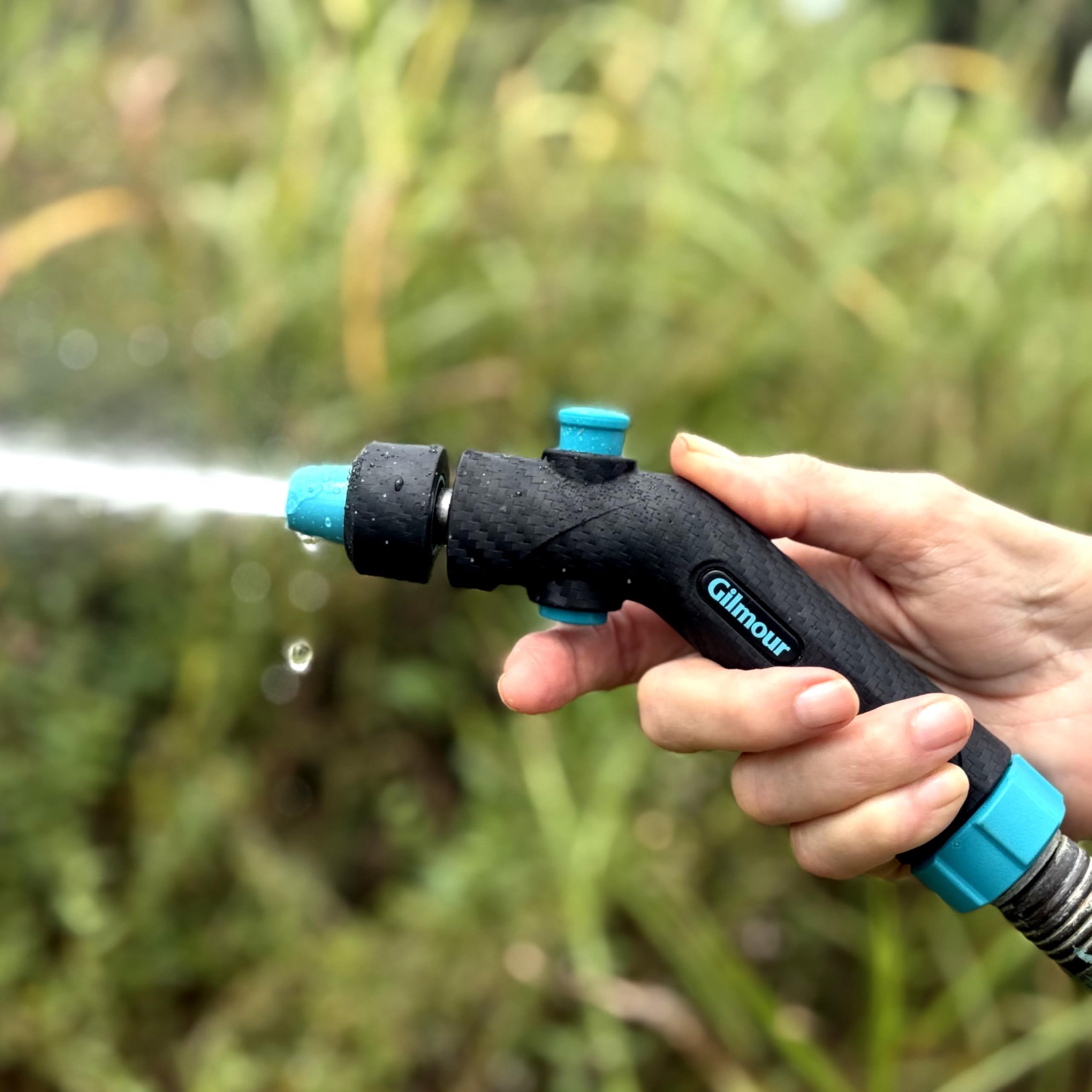 Gilmour Adjustable Button Control Hose Nozzle, Graphite Metal, Swivel Connect, Leak-Free Trigger, Ergonomic Grip, Jet-to-Rinse Spray Head - Image 9
