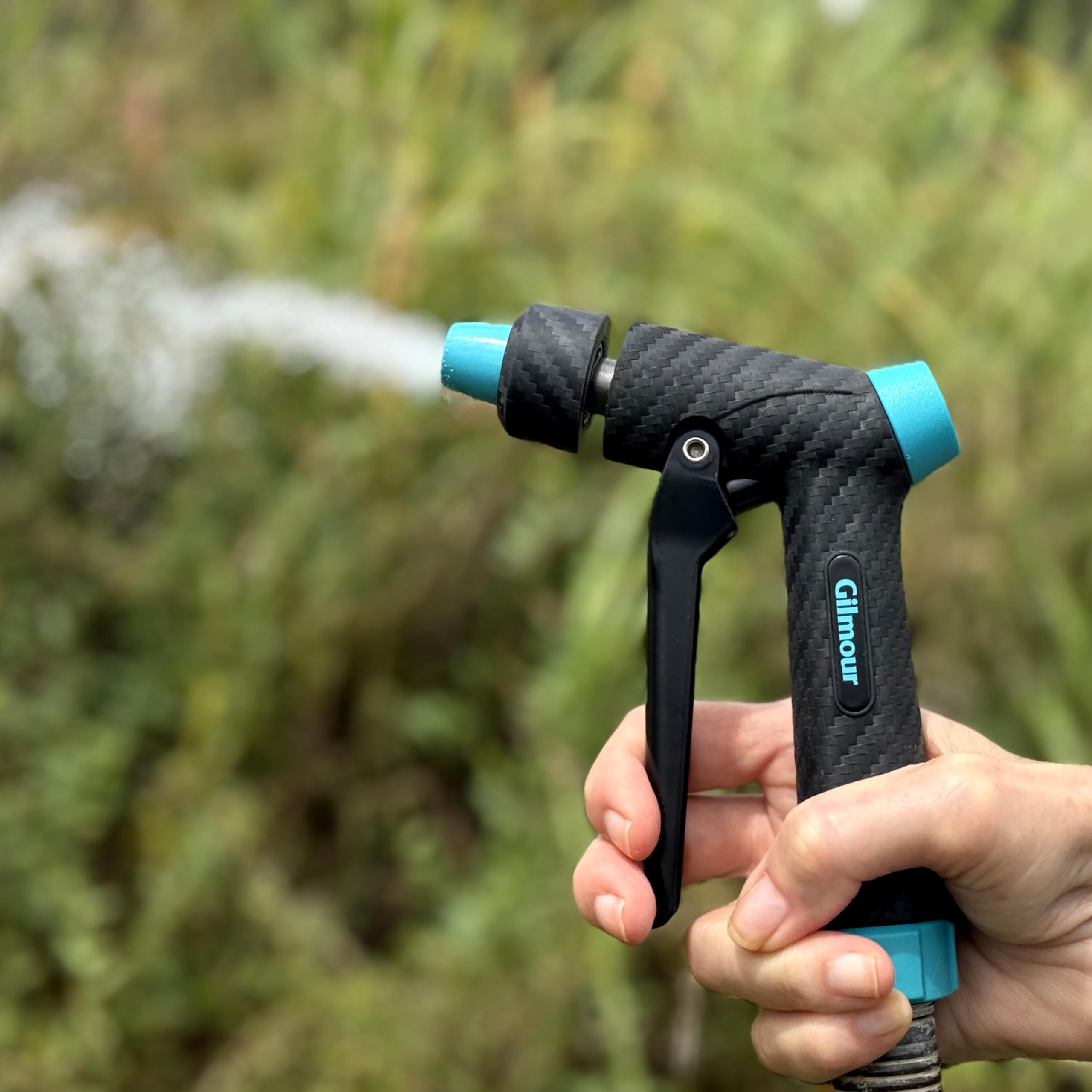 Gilmour Adjustable Front Control Hose Nozzle, Graphite Metal, Swivel Connect, Leak-Free Trigger, Ergonomic Grip, Jet-to-Rinse Spray Head - Image 9
