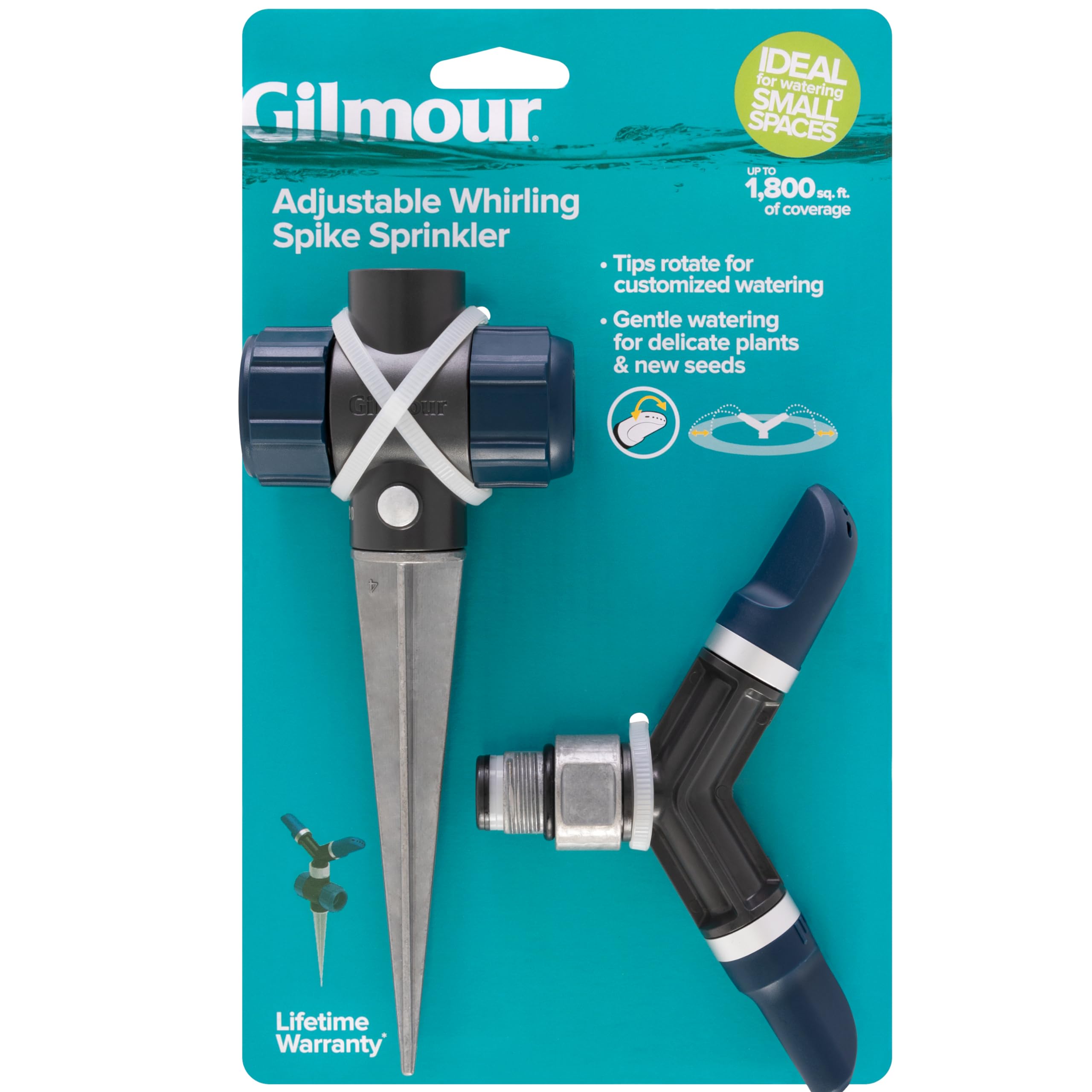 Gilmour Adjustable Spinning Sprinkler with Spike Base, Whirling Sprinkler Head for 360 Degree Coverage in Flower Beds and Vegetable Gardens - Image 5