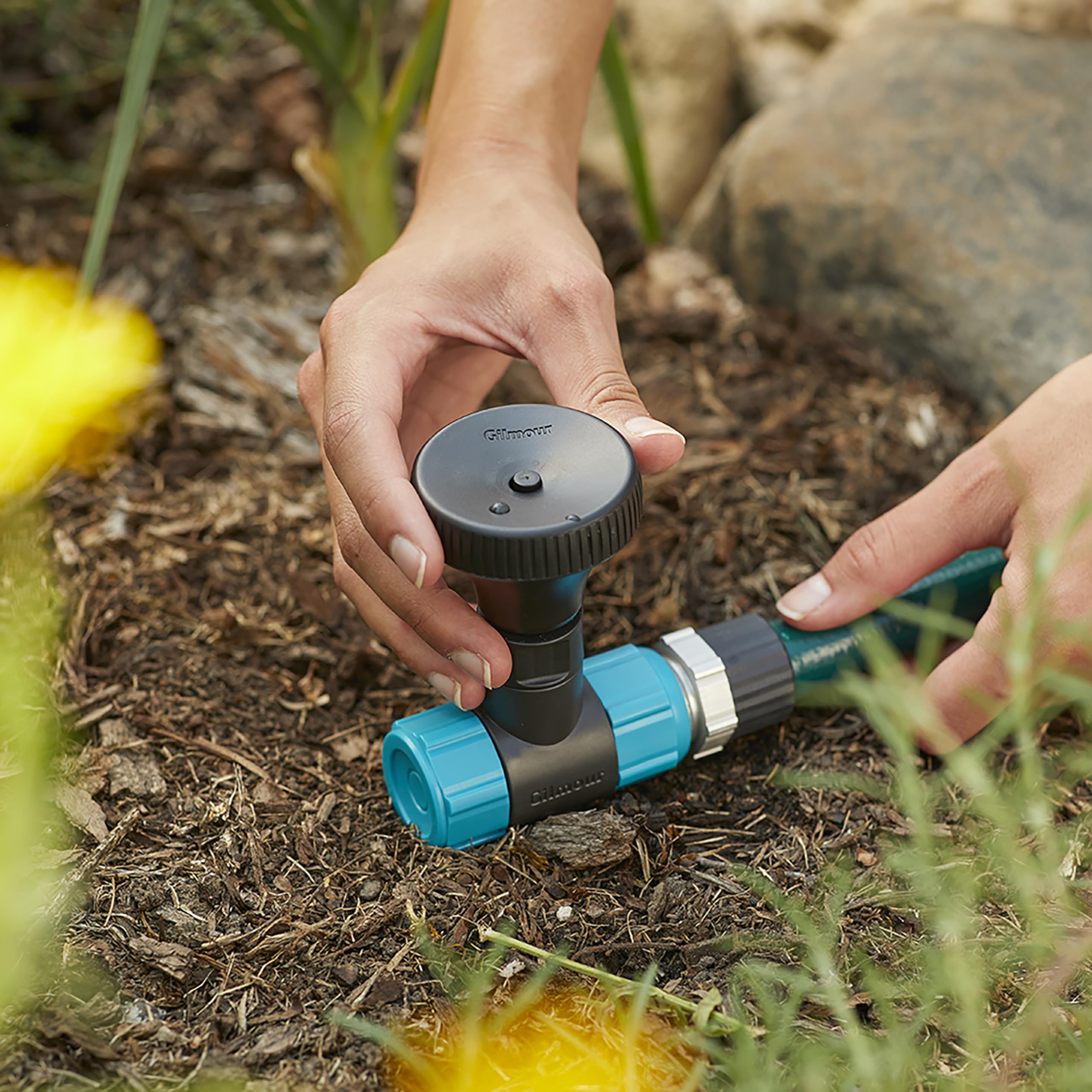 Gilmour Adjustable Spot Sprinkler with Spike Base, Multi Pattern Sprinkler Head for Targeted Coverage in Flower Beds and Vegetable Gardens - Image 4