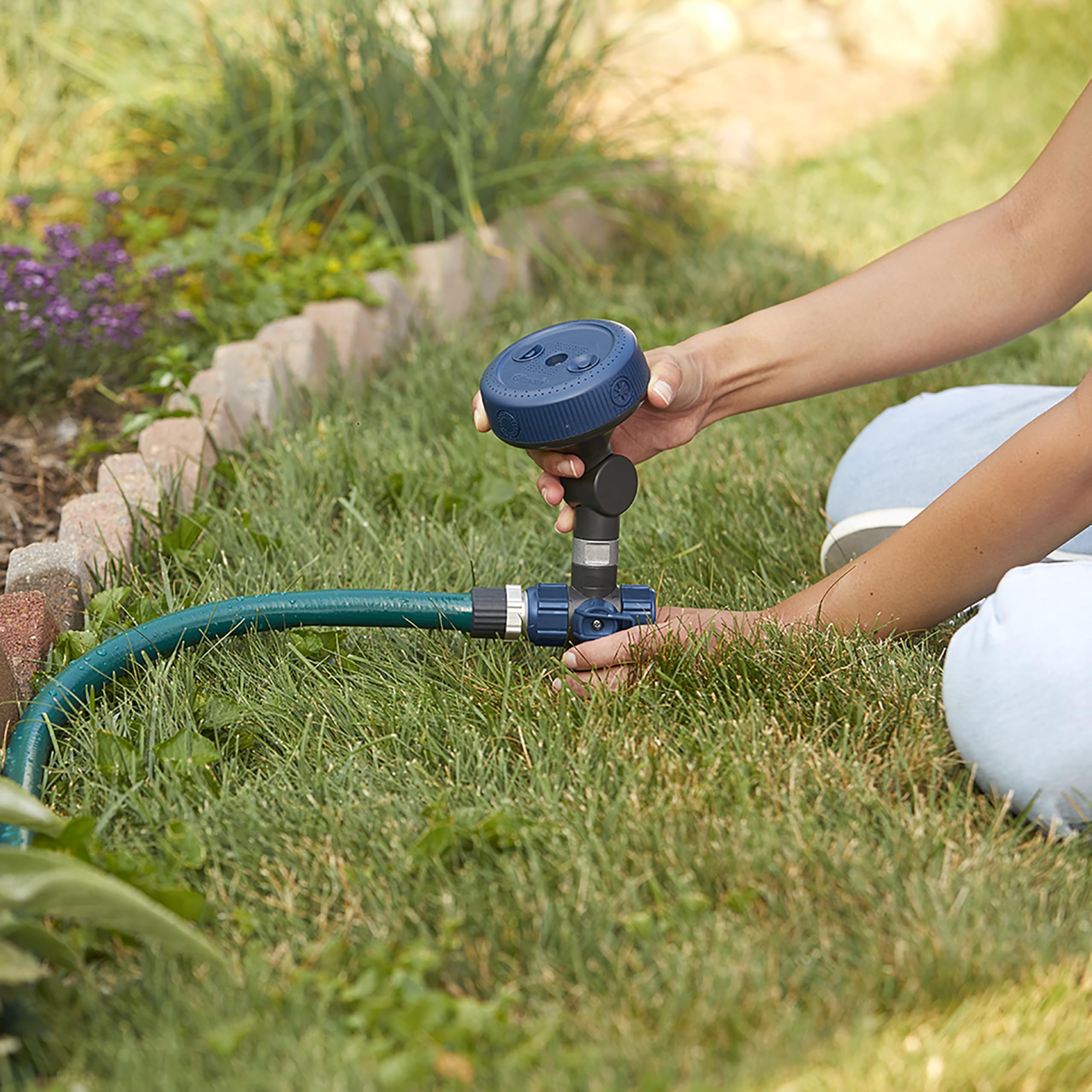 Gilmour Adjustable Spot Sprinkler with Spike Base, Pivoting Multi Pattern Sprinkler Head for Targeted Coverage in Flower Beds and Vegetable Gardens - Image 5