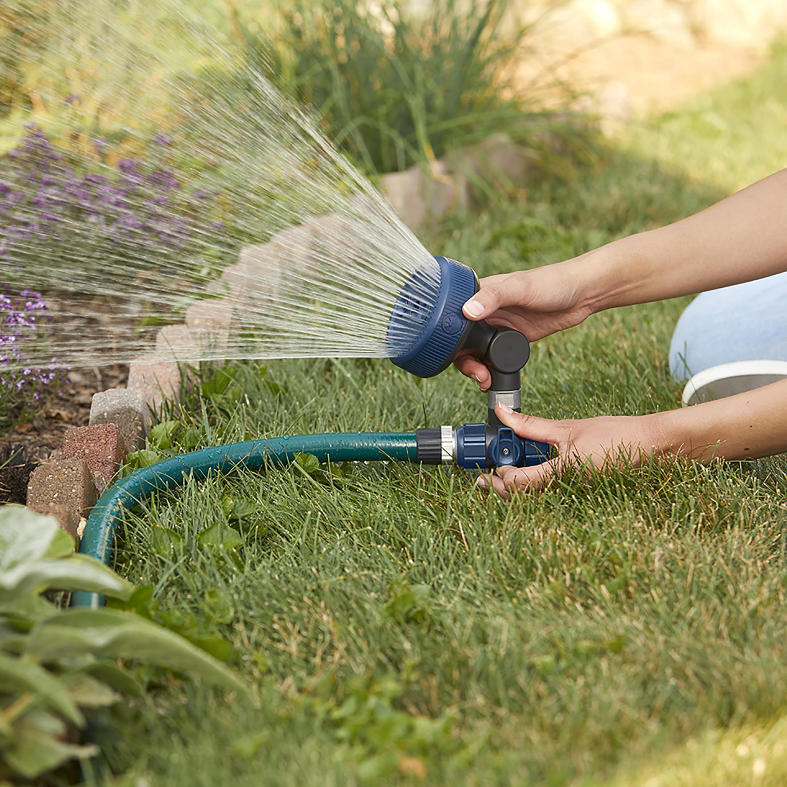 Gilmour Adjustable Spot Sprinkler with Spike Base, Pivoting Multi Pattern Sprinkler Head for Targeted Coverage in Flower Beds and Vegetable Gardens - Image 6