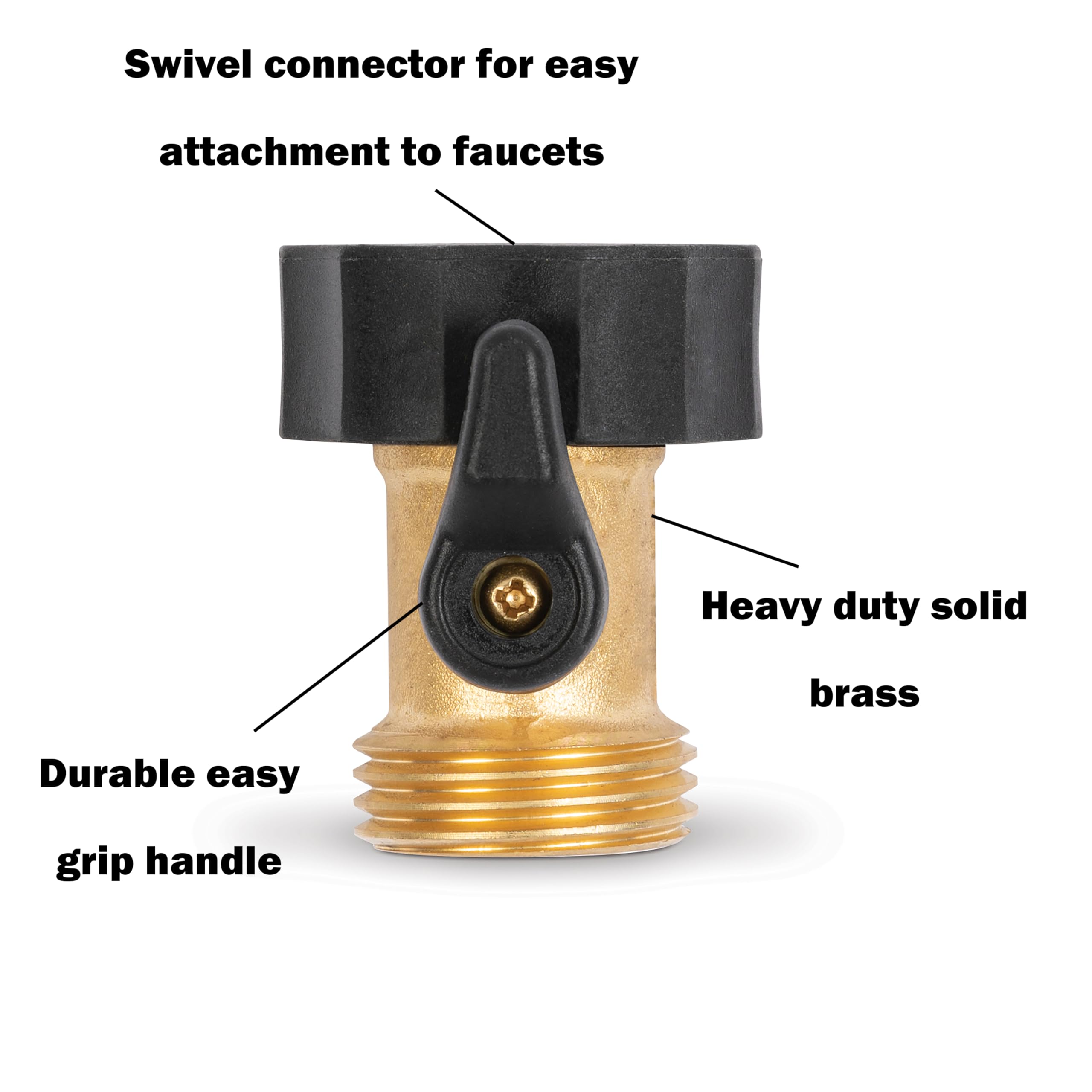 Gilmour Brass Garden Hose Connector with Shut-Off Valve - Image 3