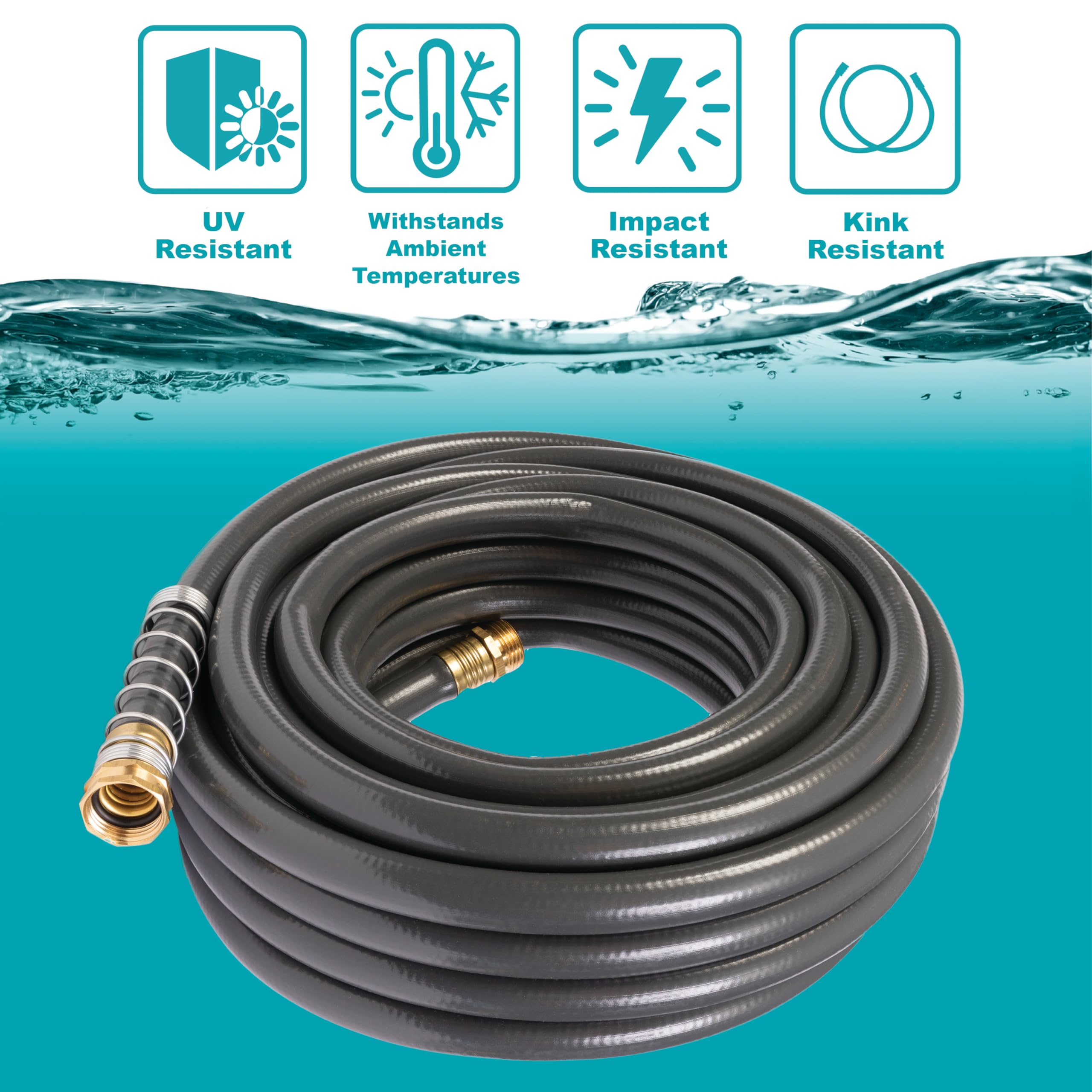 Gilmour Flexogen 5/8 in x 50 ft Garden Hose, Heavy Duty Water Hose, Flexible and Kink Resistant Outdoor Hose, Gray - Image 3