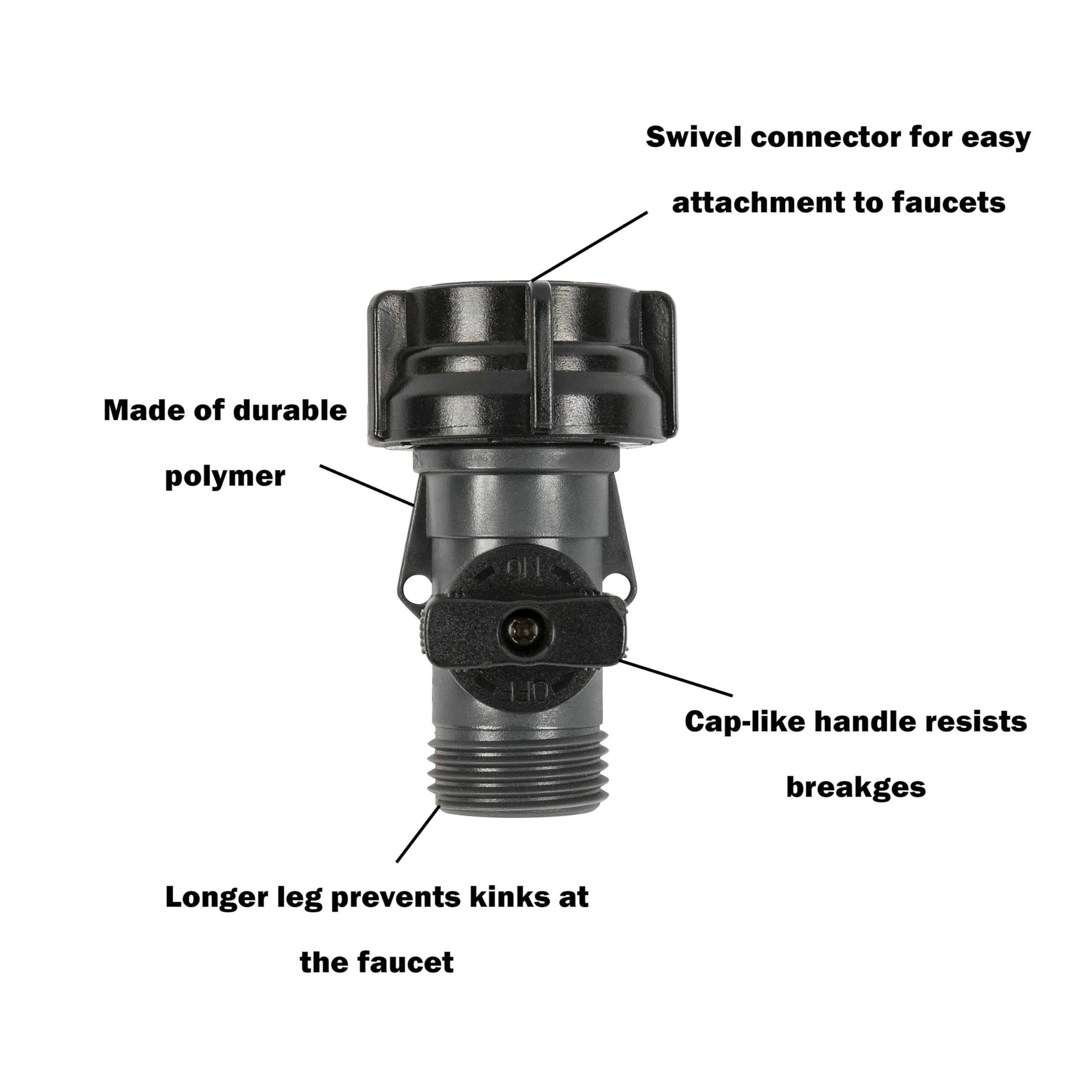 Gilmour Full Flow Garden Hose Shut Off Valve, Rust Proof Single Water Shut Off Valve, Gray - Image 3