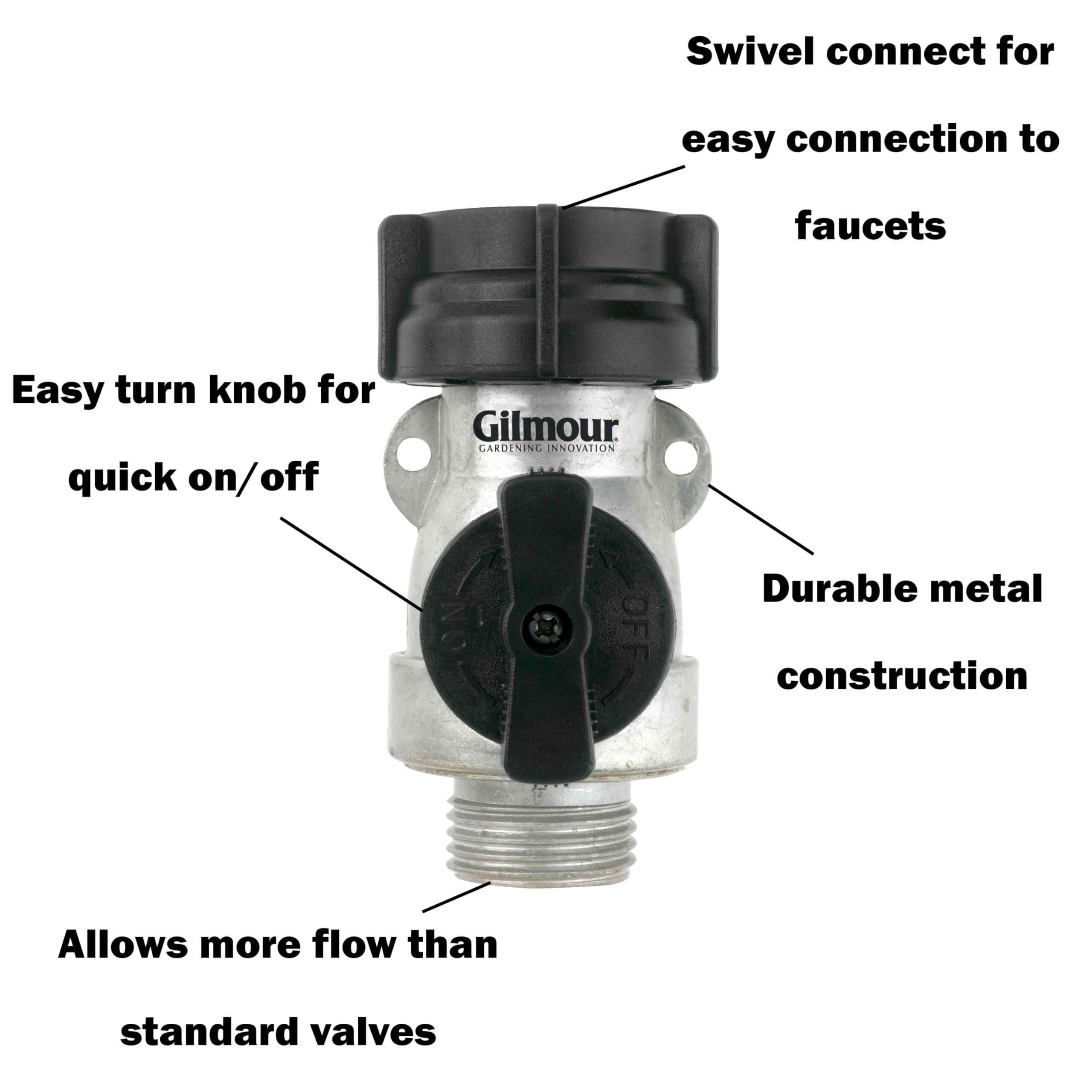 Gilmour Garden Hose Shut Off Valve, Durable Metal Full Flow Water Shut Off Valve - Image 3