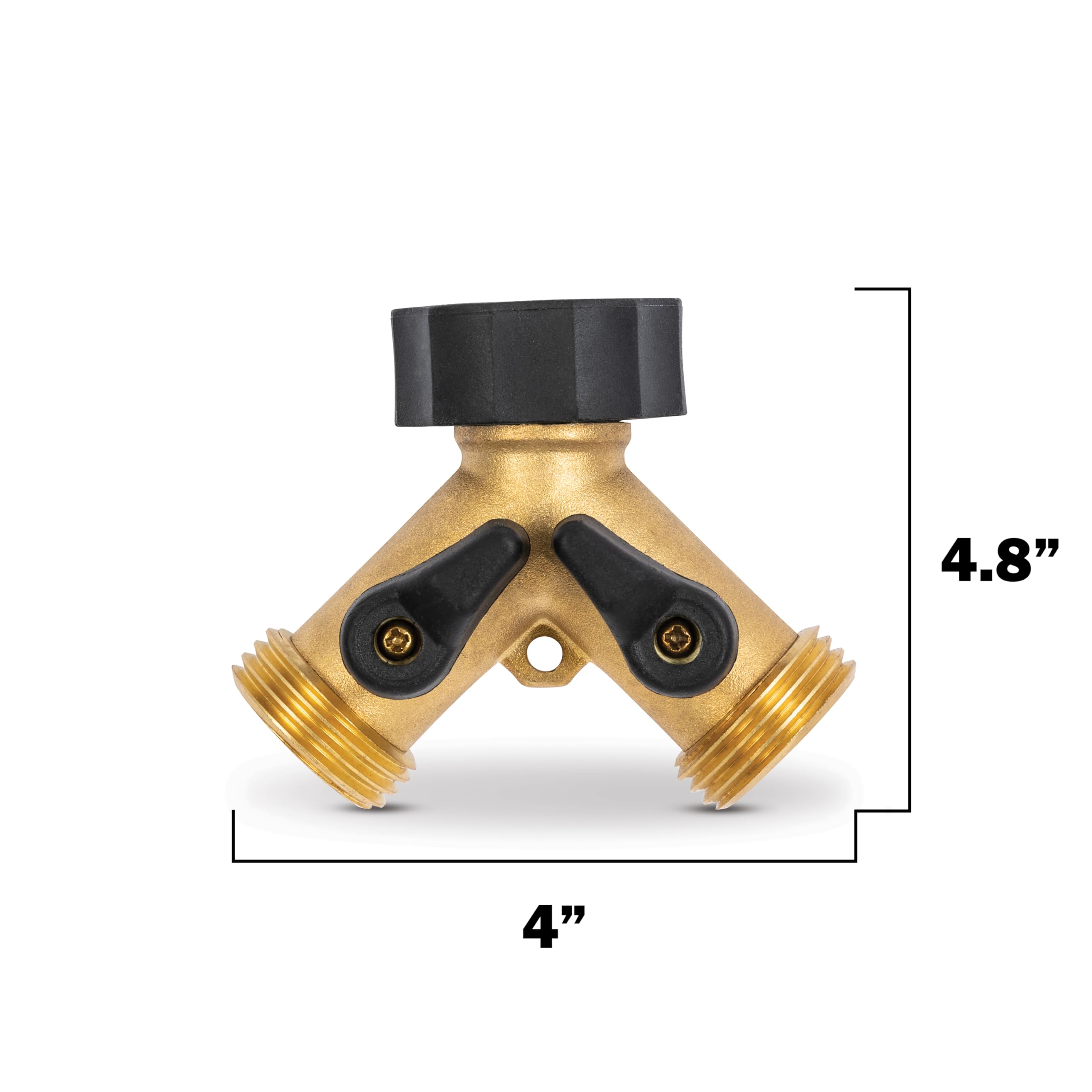 Gilmour Heavy Duty 2 Way Garden Hose Splitter, Dual Water Hose Splitter with Shut Off Valve, Brass Water Manifold - Image 3