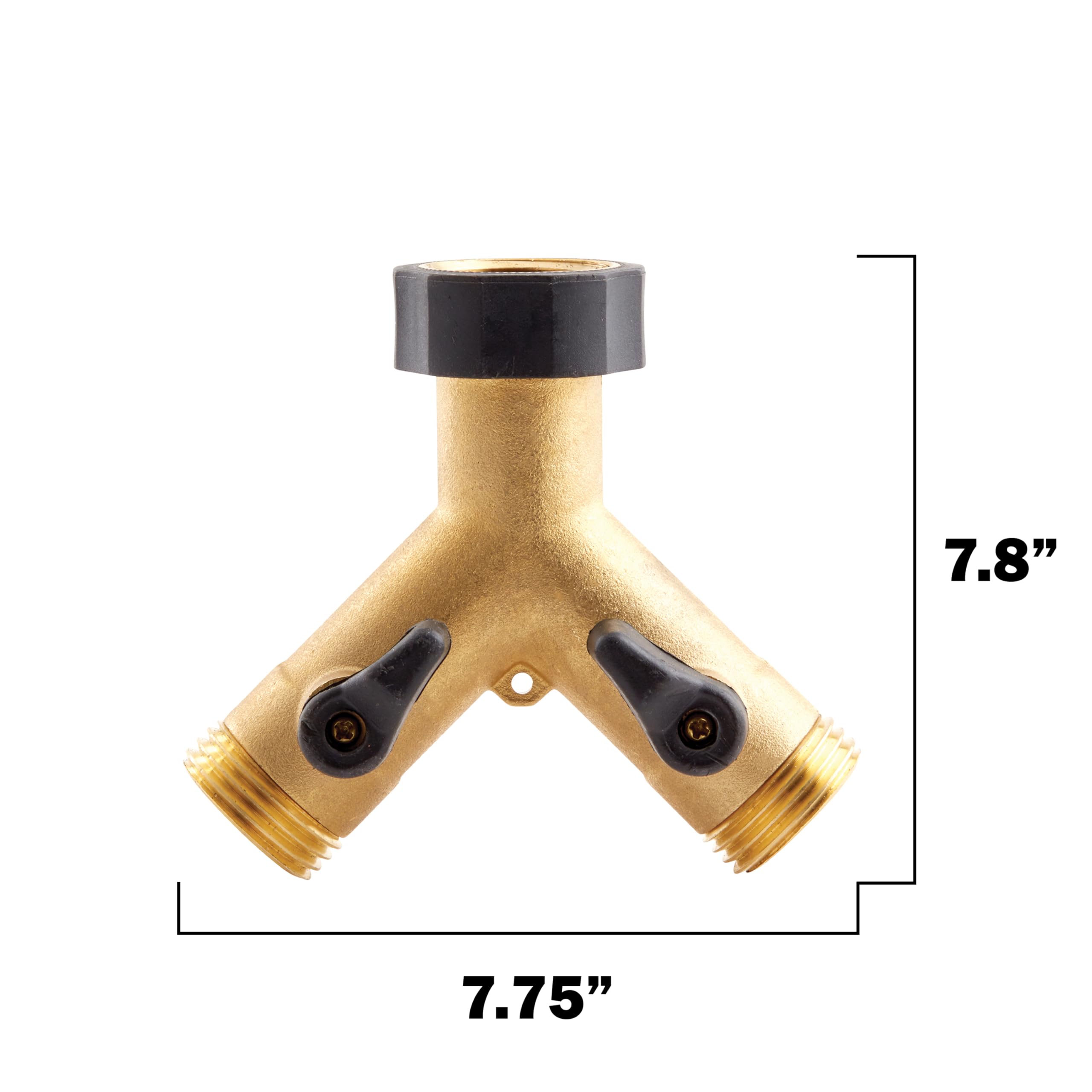 Gilmour Heavy Duty 2 Way Garden Hose Splitter, Dual Water Hose Splitter with Shut Off Valve, Brass Water Manifold - Image 4