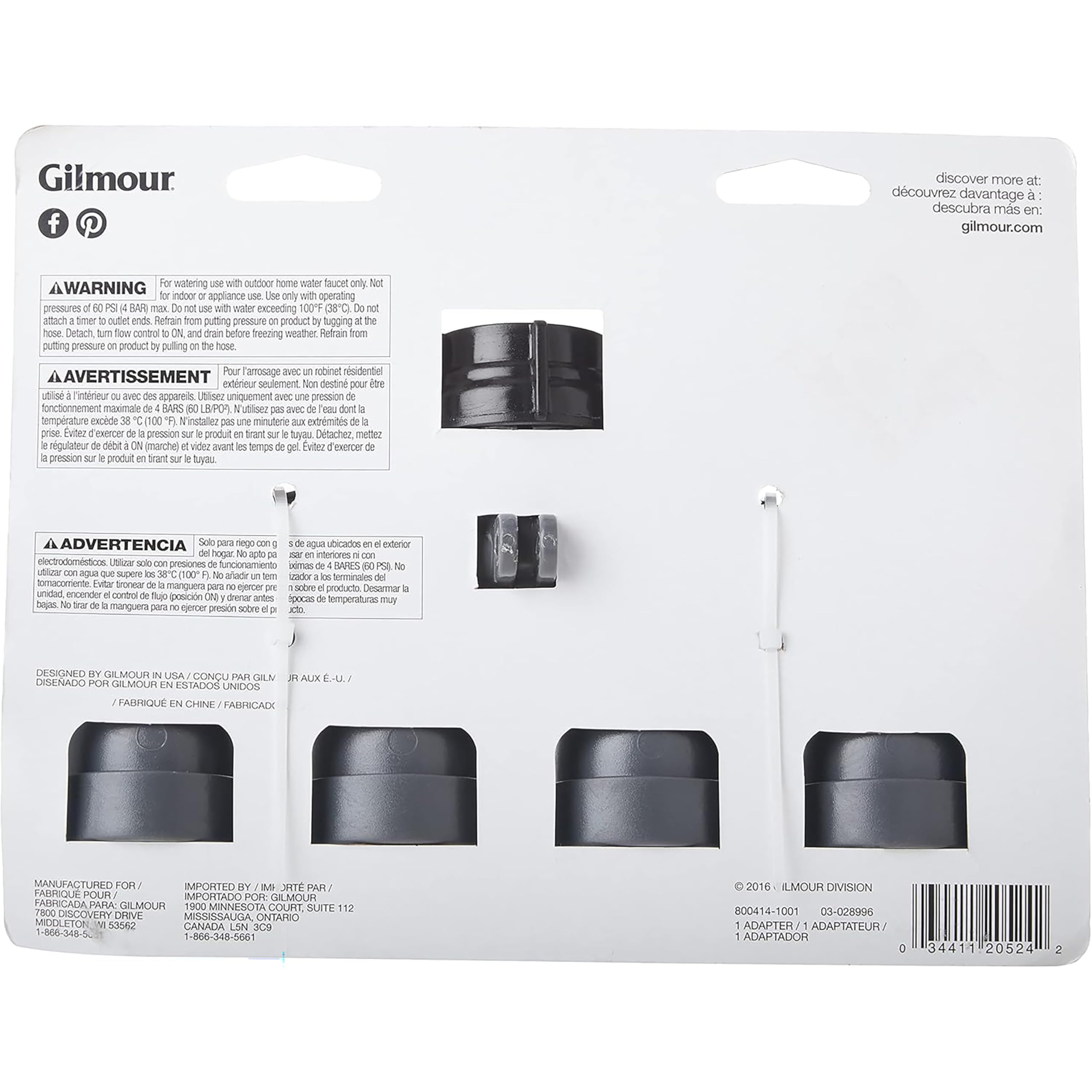 Gilmour Heavy Duty 4 Way Garden Hose Splitter, Quad Water Hose Splitter with Shut Off Valve, Polymer Water Manifold - Image 3