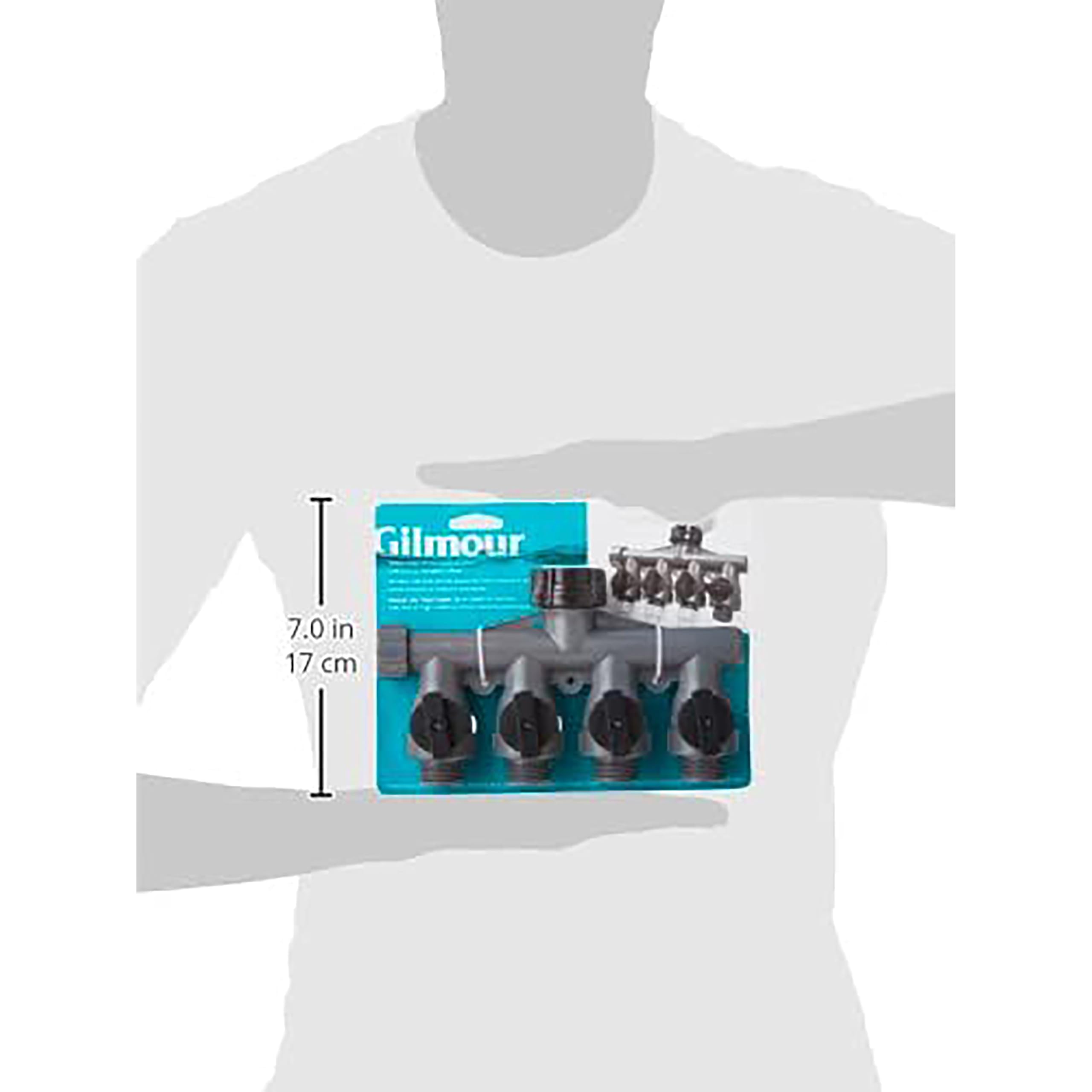 Gilmour Heavy Duty 4 Way Garden Hose Splitter, Quad Water Hose Splitter with Shut Off Valve, Polymer Water Manifold - Image 4