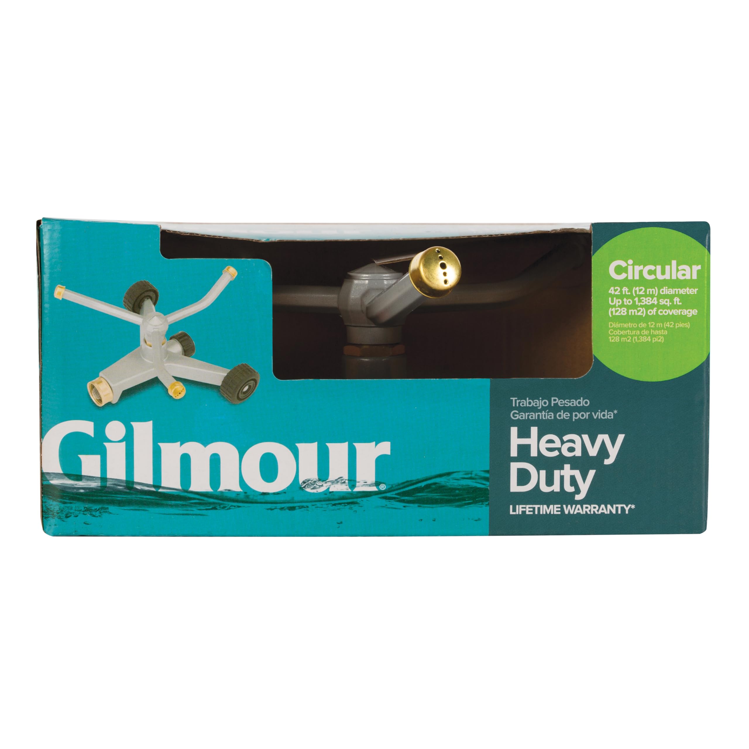 Gilmour Heavy Duty 692 Sq Ft Spinning Sprinkler with Wheeled Base, Metal Whirling Sprinkler Head for 360 Degree Coverage in Flower Beds and Vegetable Gardens - Image 3