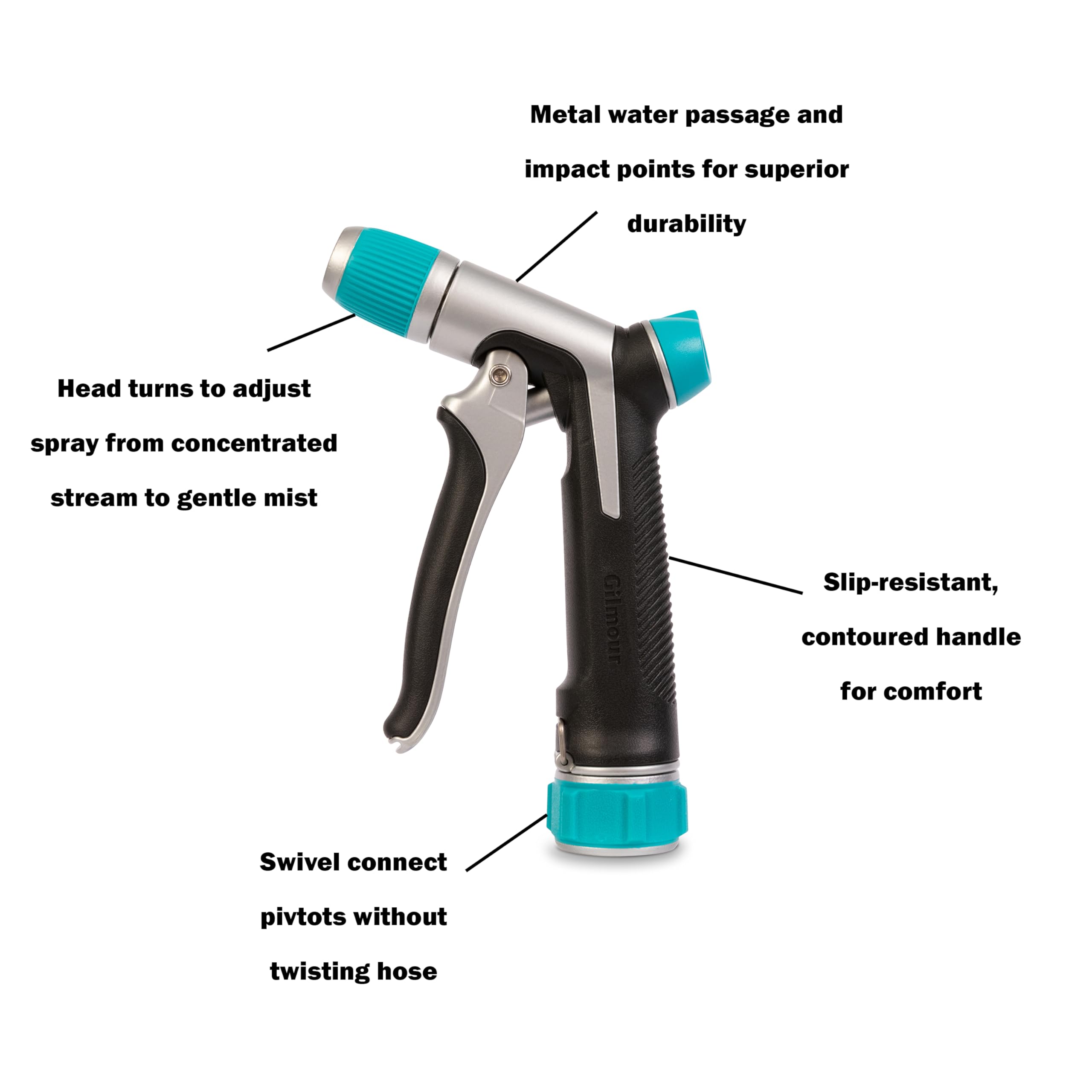 Gilmour Heavy Duty Front Control Garden Hose Nozzle with Adjustable Spray Pattern, Water Hose Nozzle for Watering Garden or Lawn - Image 5