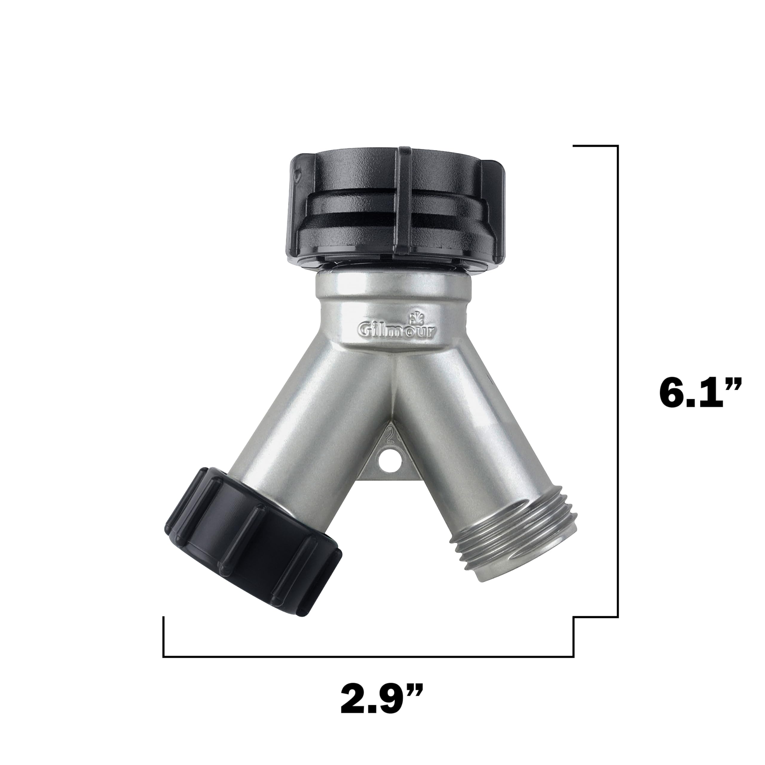 Gilmour Heavy Duty Metal 2 Way Garden Hose Splitter, Dual Hose Bib Splitter - Image 4