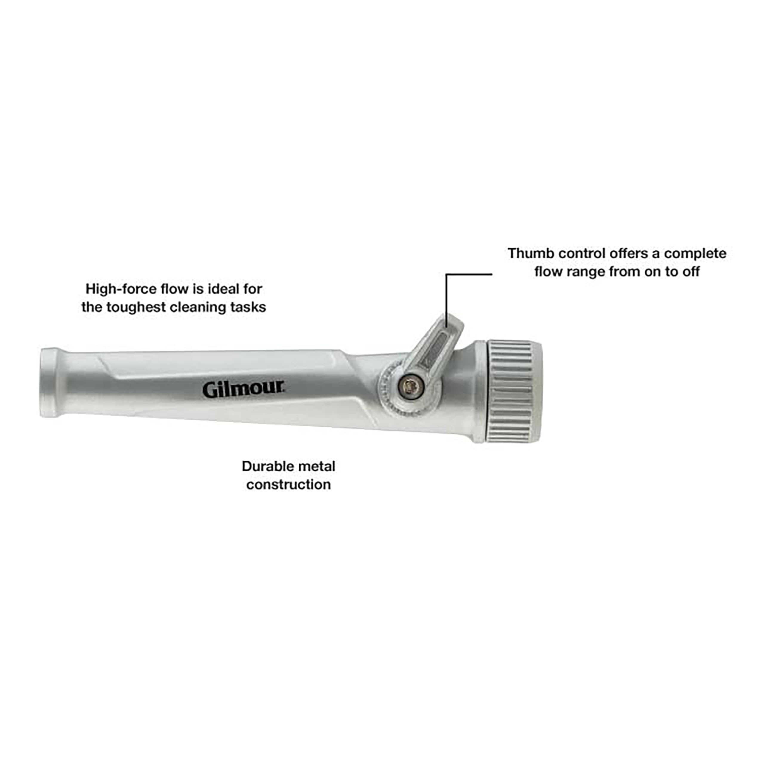 Gilmour High Force Jet Hose Nozzle with Insulated Grip, Heavy Duty Hose Nozzle for Watering and Cleaning - Image 5