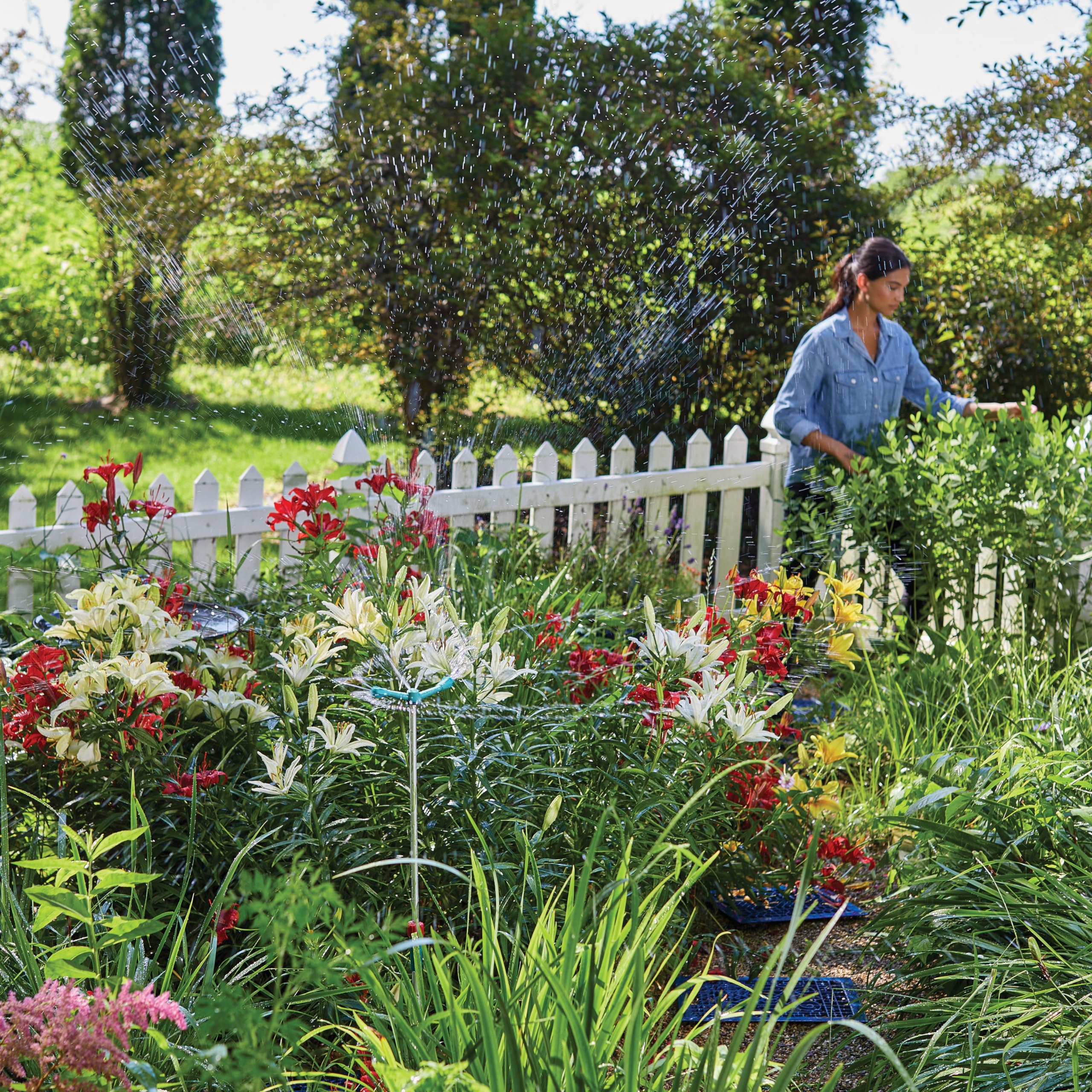 Gilmour Medium Coverage Elevated Sprinkler, Garden Sprinkler on Telescoping Pole, 360 Degree Garden Watering System - Image 5