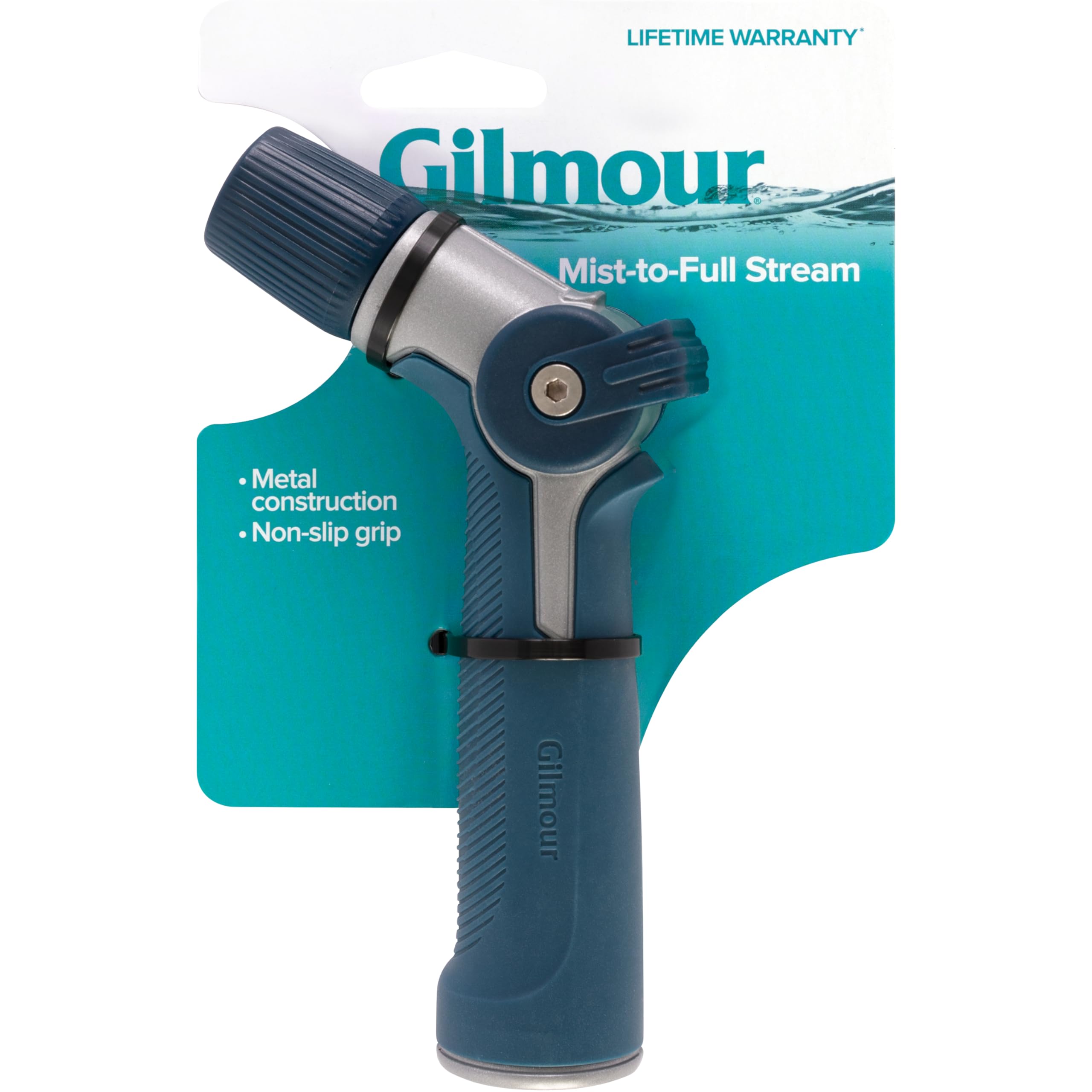 Gilmour Medium Duty Garden Hose Nozzle with Adjustable Spray Pattern, Water Hose Nozzle for Watering Garden or Lawn, Blue - Image 3