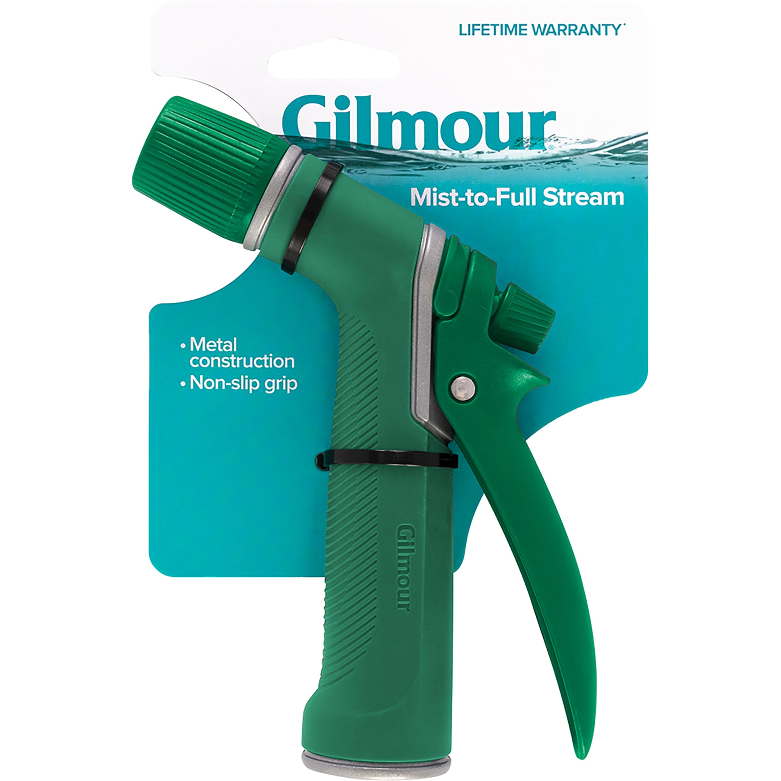 Gilmour Medium Duty Garden Hose Nozzle with Adjustable Spray Pattern, Water Hose Nozzle for Watering Garden or Lawn, Green - Image 3