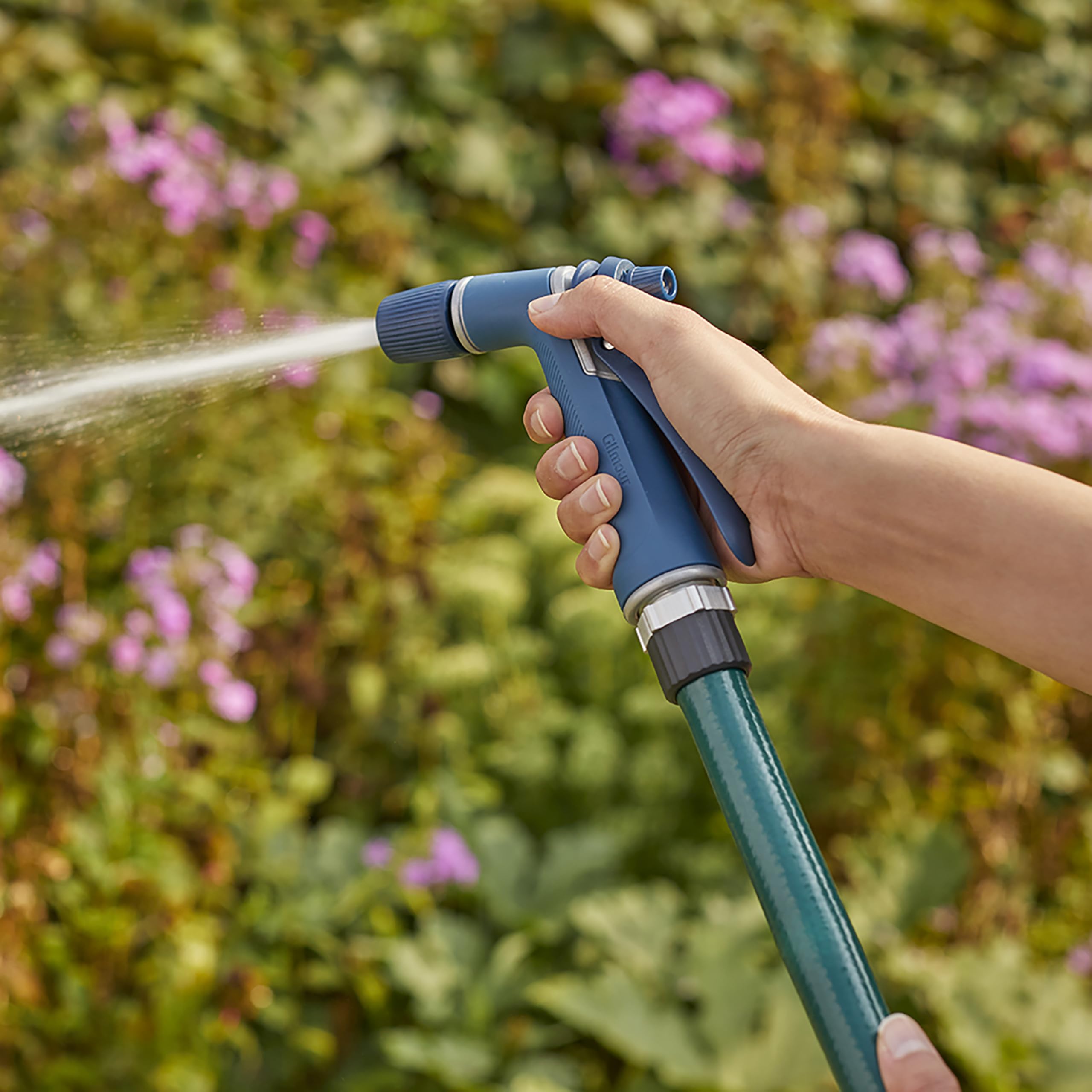 Gilmour Medium Duty Garden Hose Nozzle with Adjustable Spray Pattern, Water Hose Nozzle for Watering Garden or Lawn, Blue - Image 6
