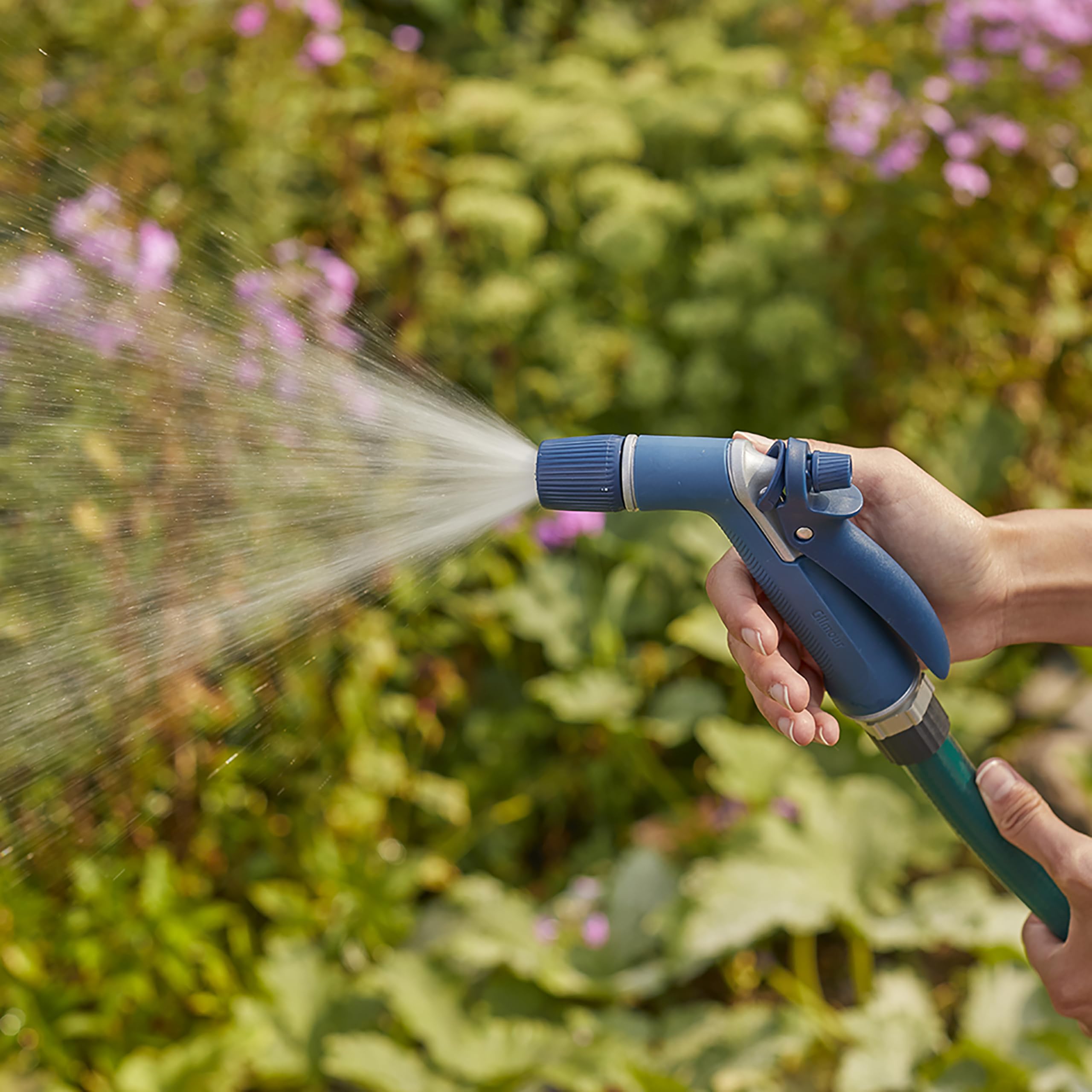 Gilmour Medium Duty Garden Hose Nozzle with Adjustable Spray Pattern, Water Hose Nozzle for Watering Garden or Lawn, Blue - Image 7