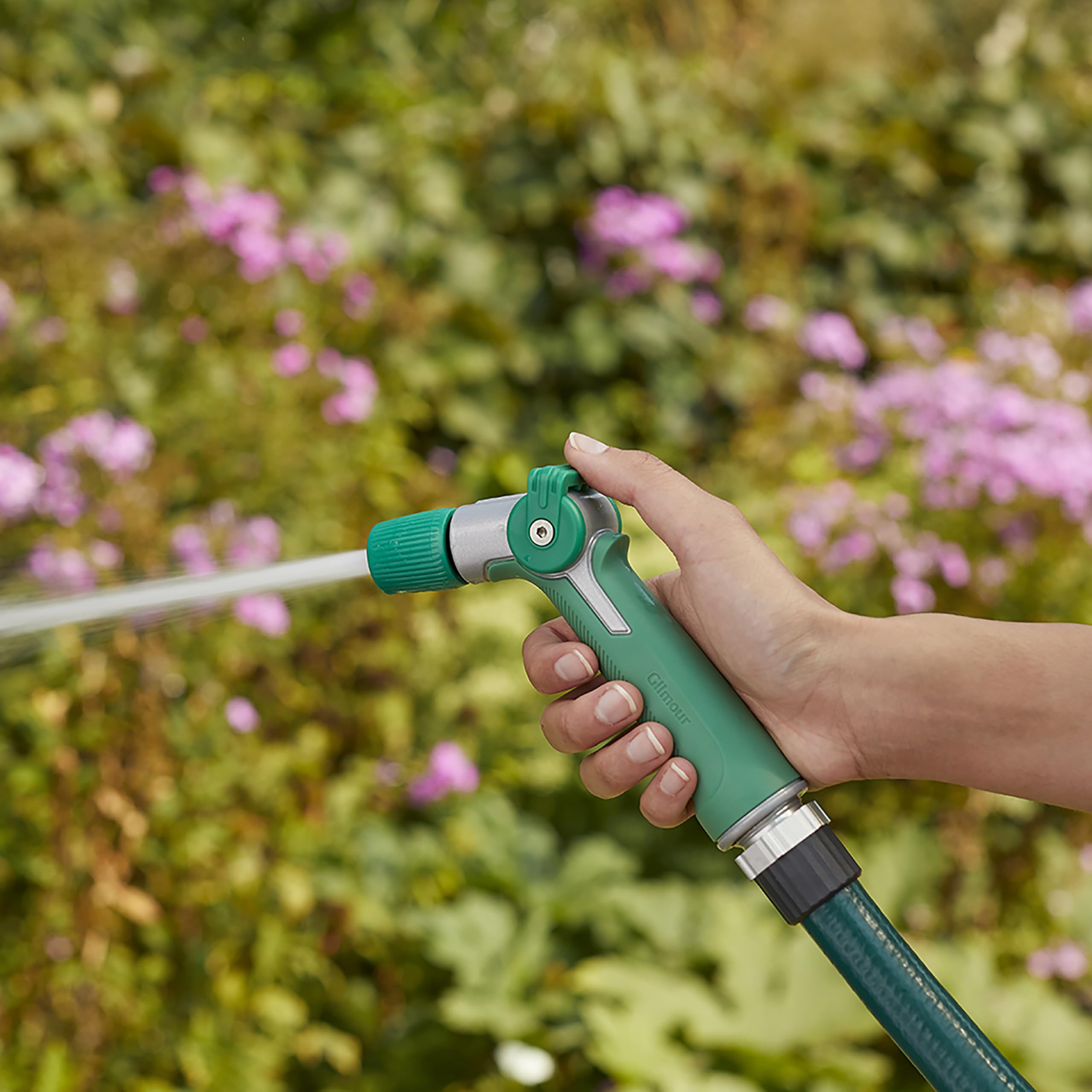 Gilmour Medium Duty Garden Hose Nozzle with Adjustable Spray Pattern, Water Hose Nozzle for Watering Garden or Lawn, Green - Image 6
