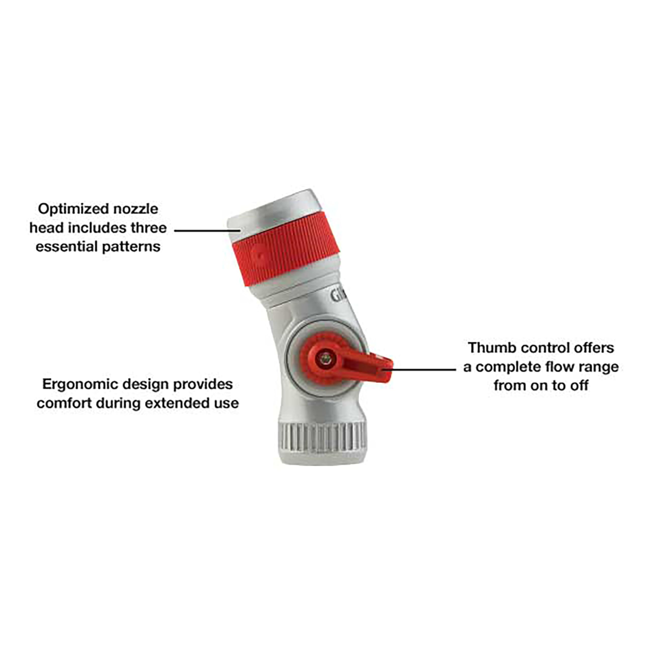 Gilmour Pro 3 Pattern Utility Hose Nozzle with Insulated Grip, Heavy Duty Hose Nozzle for Watering and Cleaning - Image 4