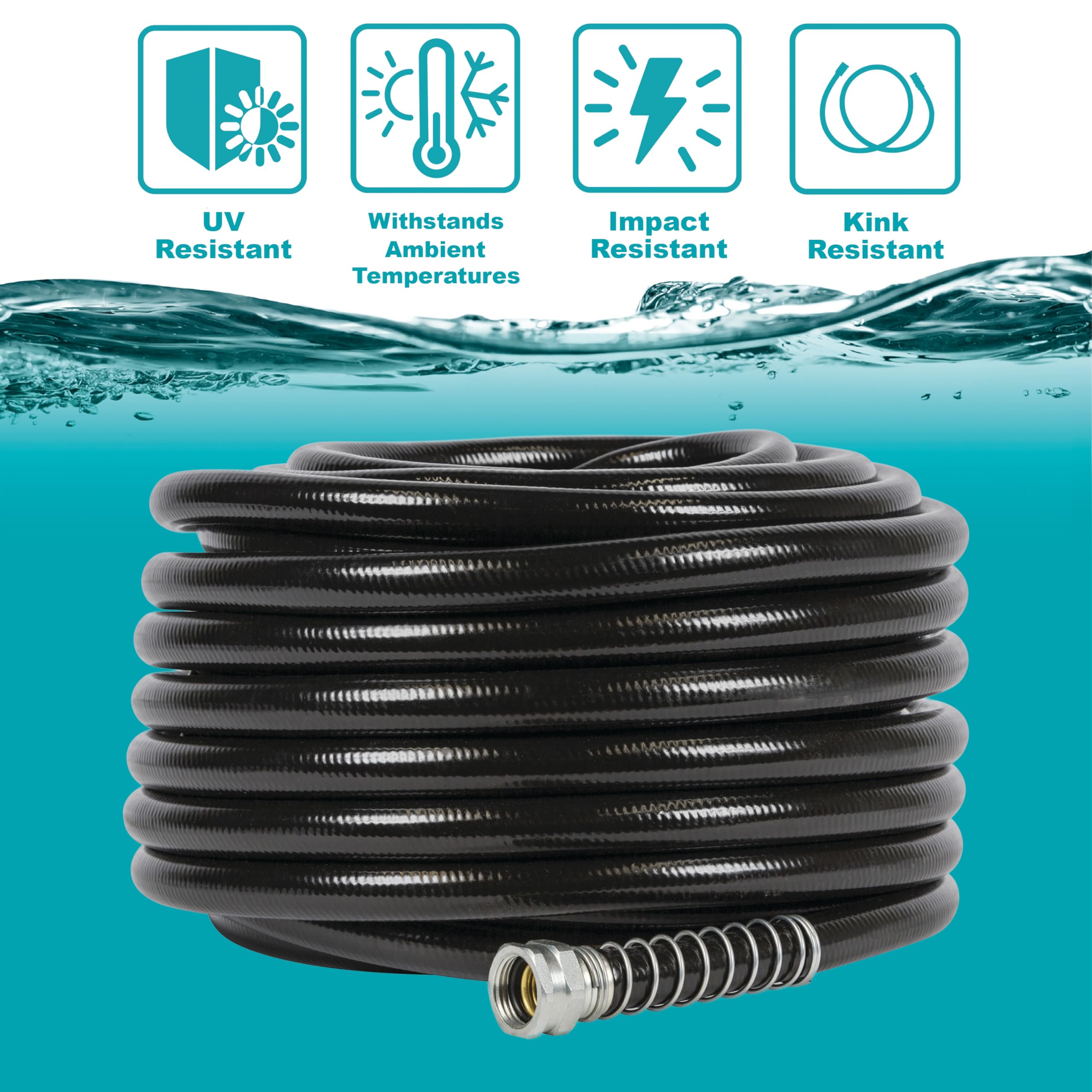 Gilmour Pro 5/8" x 100' Heavy Duty Flexogen Water Hose, Flexible Garden Hose for Vegetable Gardens, Flower Beds, and Lawn Sprinklers, Black - Image 3
