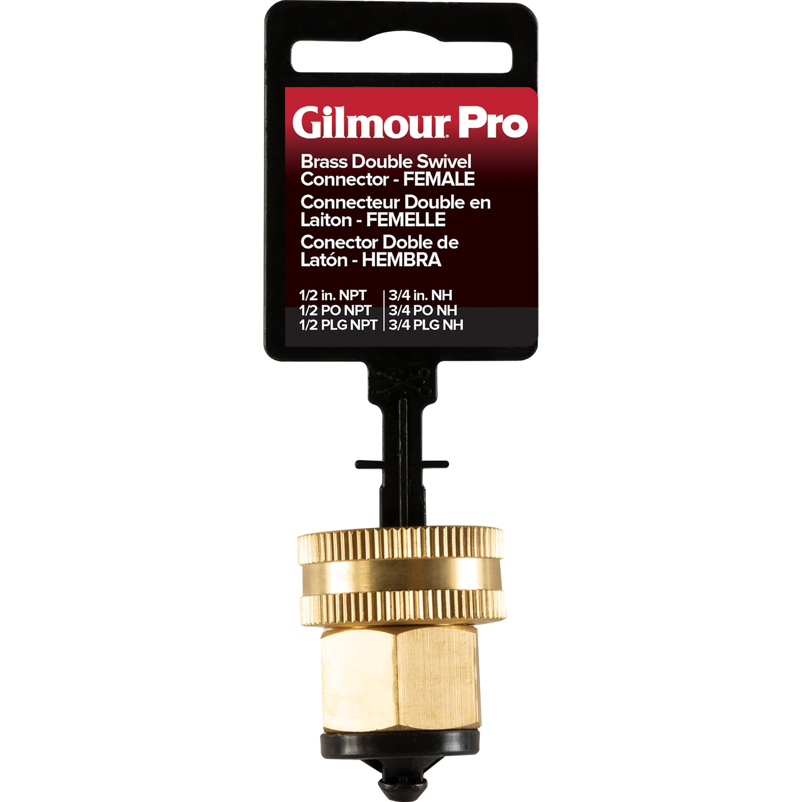 Gilmour Pro Brass Double Female Hose Connector, Swivel Hose Connector Thread Size 1/2" NPT (F) to 3/4" NH (F) - Image 4