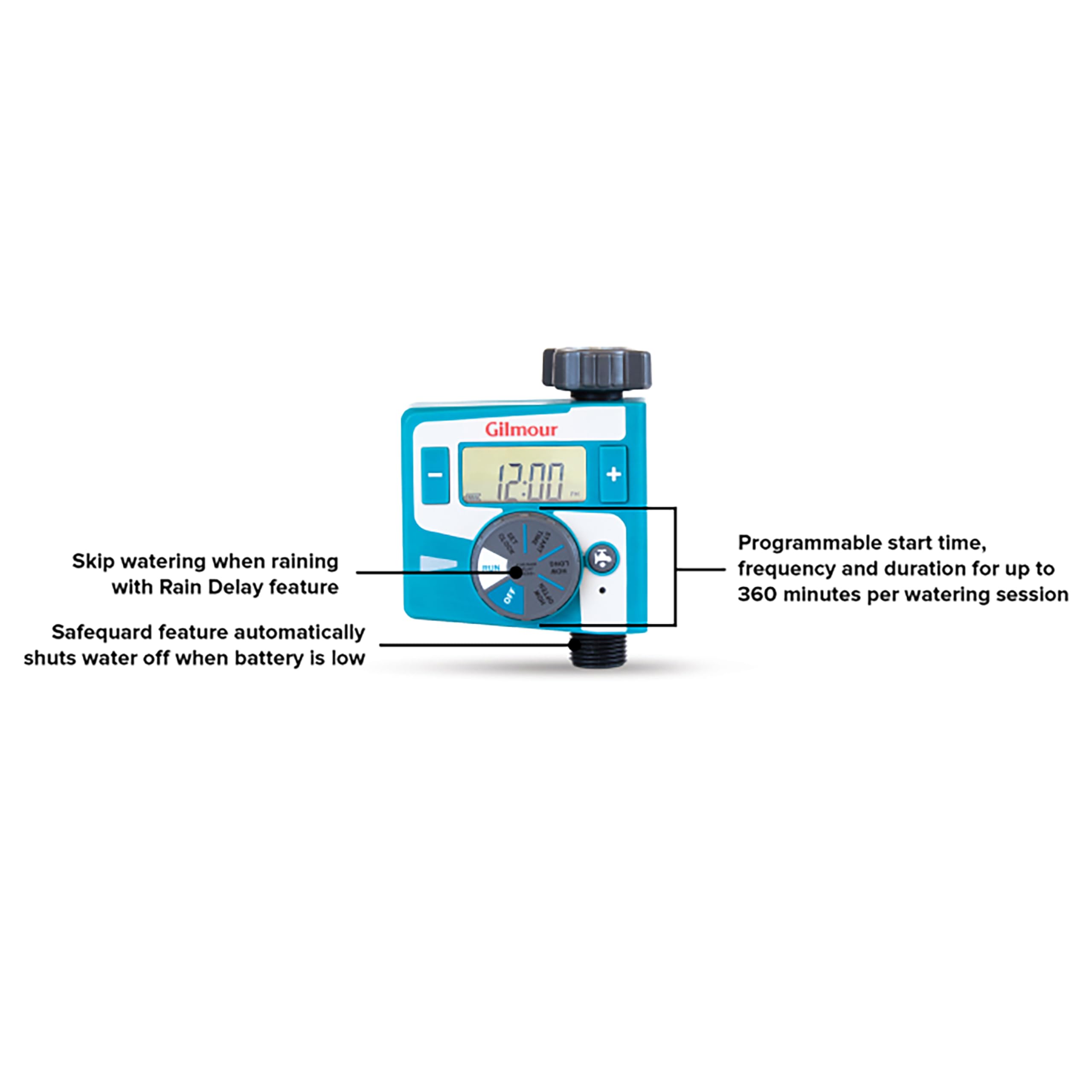 Gilmour Single Outlet Electronic Water Timer for Garden Hose, Irrigation Timer for Sprinklers and Drip Lines, Blue - Image 3