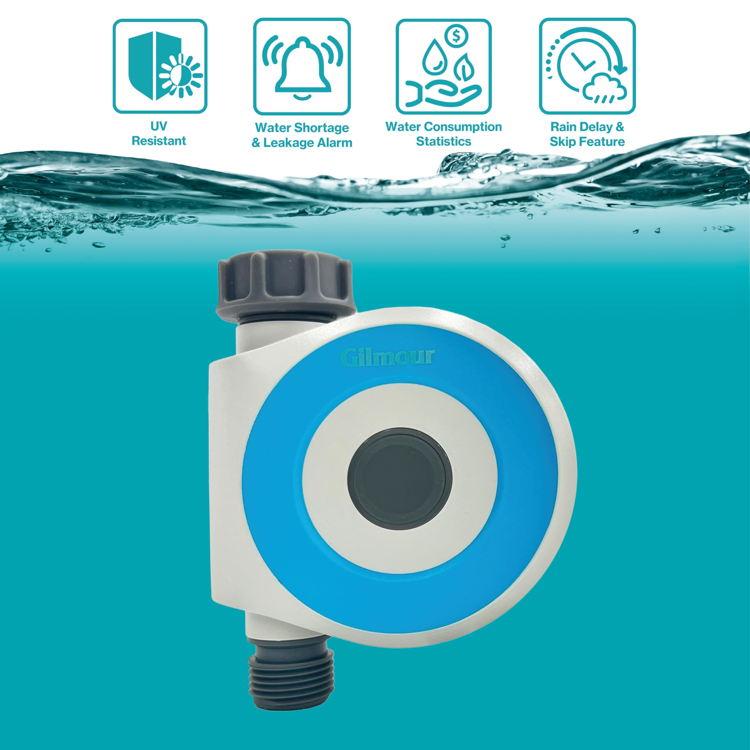 Gilmour Single Outlet Smart Water Timer, WiFi Automatic Watering System, Rain Delay, Battery Operated - Image 3