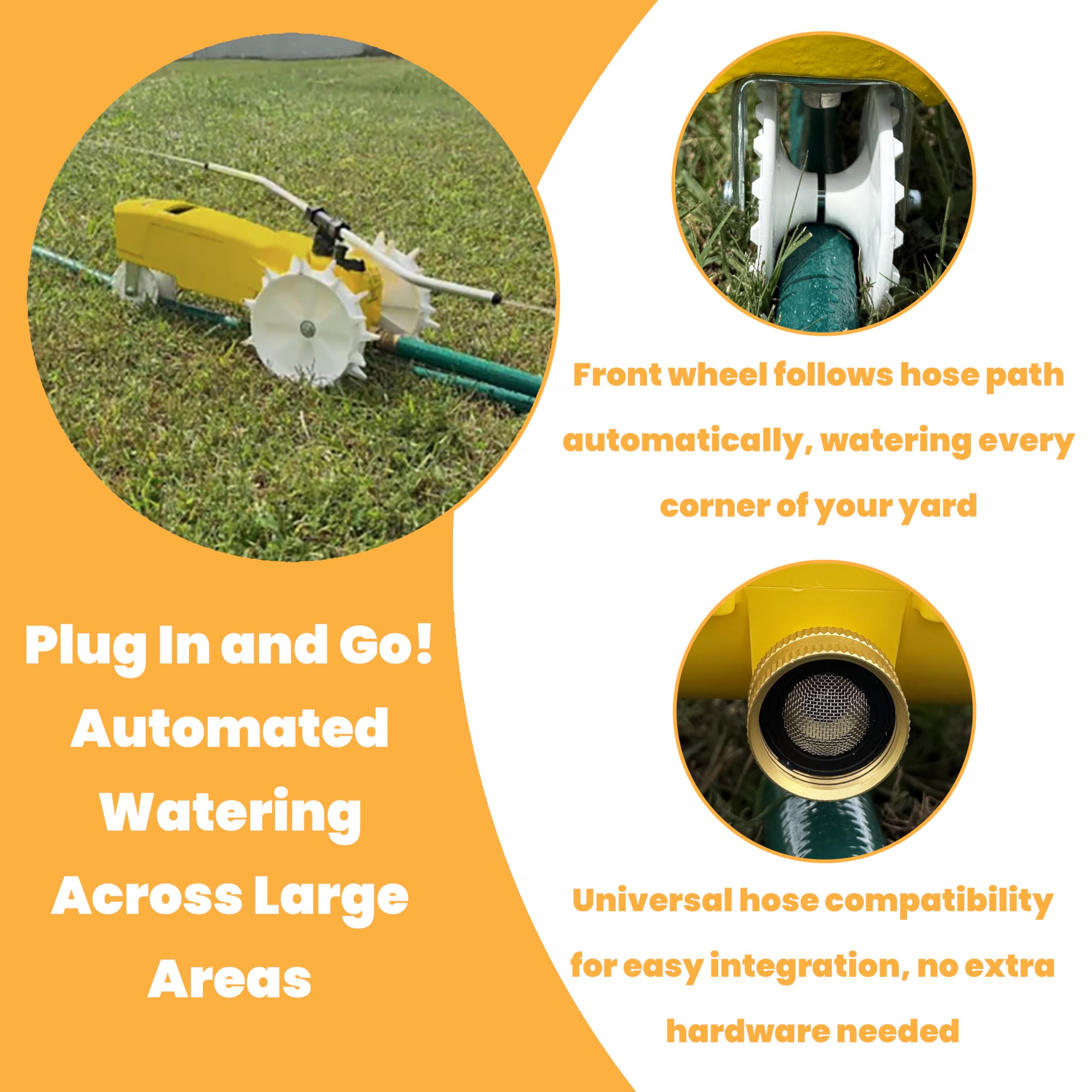 Nelson Rain Train 13,500 Square Feet Cast Iron Outdoor Lawn Traveling Water Sprinkler for Yard, and Garden, with Auto Shut Off, Yellow - Image 3