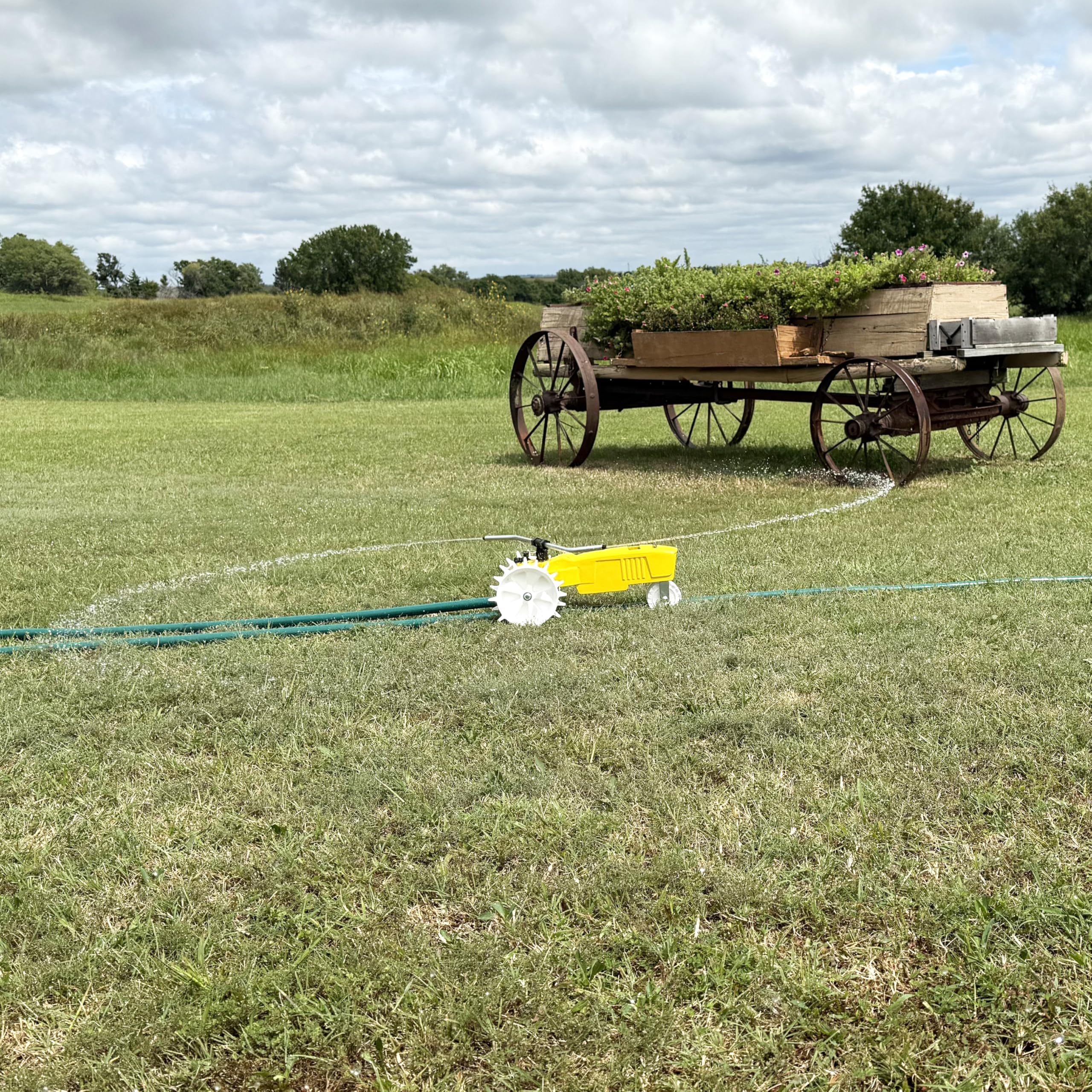 Nelson Rain Train 13,500 Square Feet Cast Iron Outdoor Lawn Traveling Water Sprinkler for Yard, and Garden, with Auto Shut Off, Yellow - Image 7